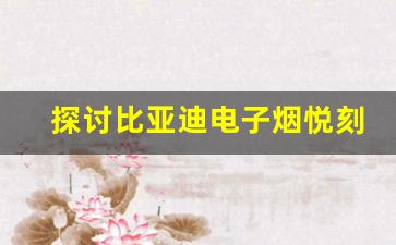 探讨比亚迪电子烟悦刻的创新设计与用户体验